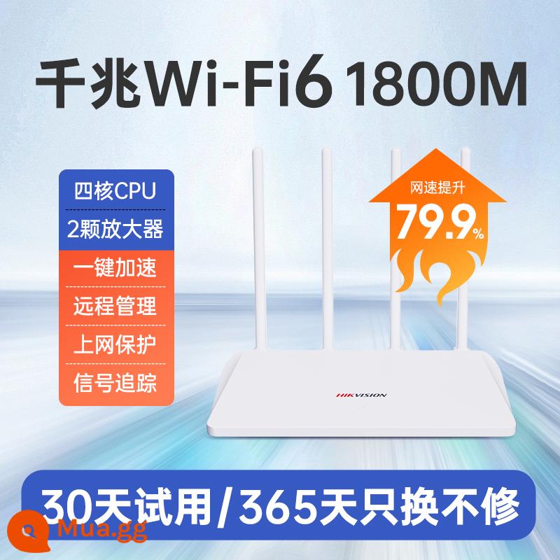 Bộ định tuyến Hikvision wifi6 cổng gigabit không dây tại nhà trò chơi thể thao điện tử tốc độ cao 5G tần số kép ký túc xá viễn thông di động băng thông rộng tăng cường năng lượng cao số ping lớn phủ sóng toàn bộ ngôi nhà xuyên tường vua - [Siêu lõi tứ] Gigabit WiFi6 1800M Deluxe