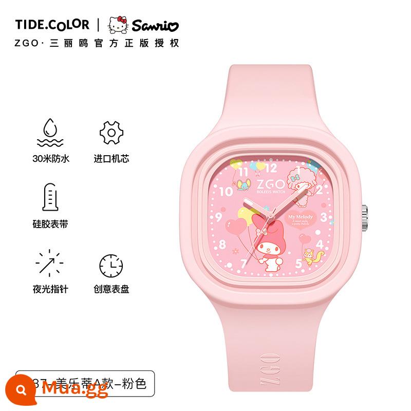 Đồng hồ Tidecolor doanh Sanrio Melody đồng hồ nữ học sinh trẻ em bé gái bé gái học sinh tiểu học chống thấm nước - [Chính Hãng] 887-Giai Điệu-Hồng