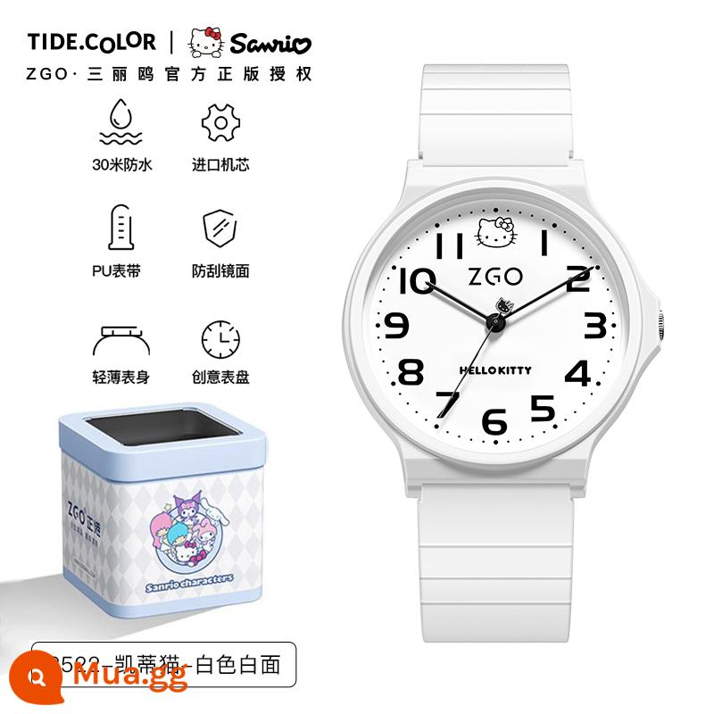 Đồng hồ học sinh Tidecolor doanh Sanrio quế chó đồng hồ nữ thi cấp 2 và cấp 3 đồng hồ thạch anh đặc biệt mẫu nữ - [Sanrio Chính hãng]Xin chào-Trắng