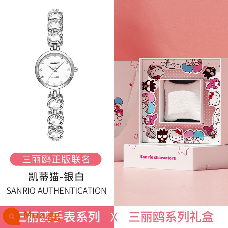 Tidecolor Sanrio khóa Xem Phụ nữ Ánh sáng sang trọng Hello Machine Ins Niche Designer Student - 2181Xin chào-trắng bạc [hộp quà màu trắng hồng]