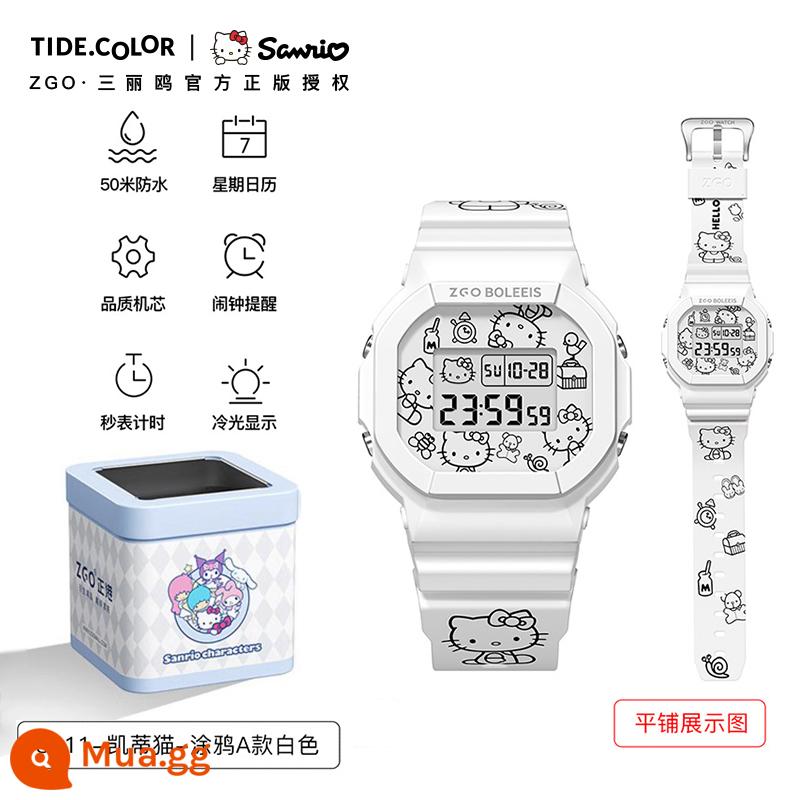 Tidecolor khớp Hello Watch đồng hồ nữ trung học cơ sở - [Chính Hãng] 8611 Graffiti Trắng-Xin Chào