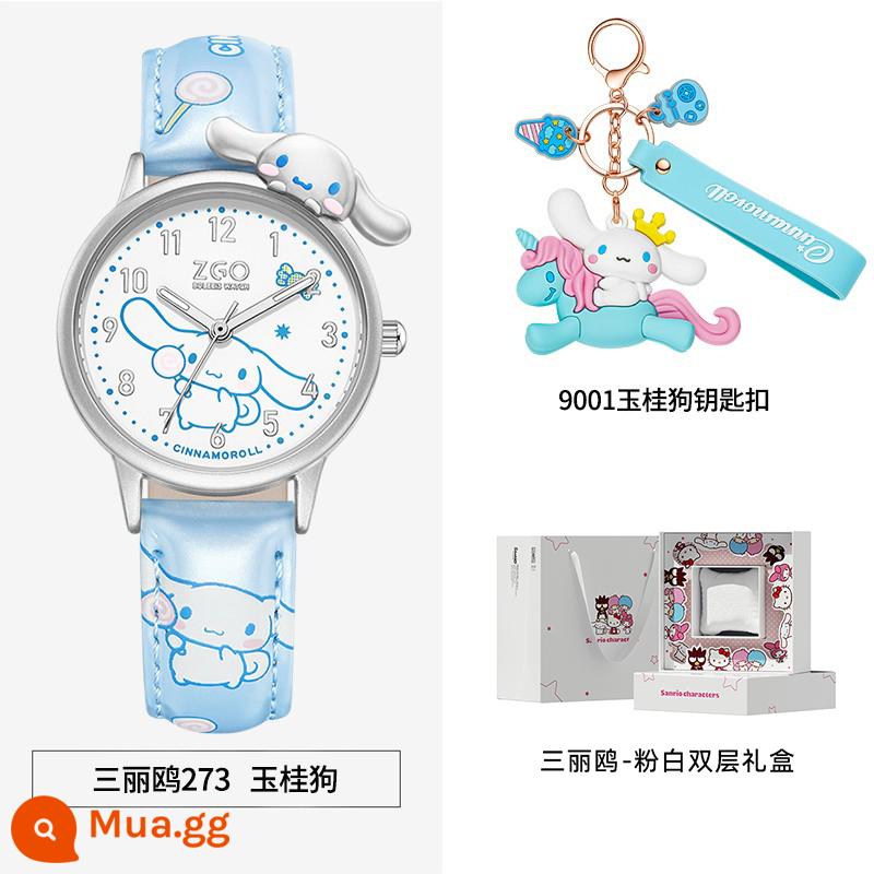 Tidecolor doanh Sanrio quế đồng hồ chó nữ chó tai to chó nguyệt quế học sinh chống thấm nước dạ quang nữ mẫu - Đồ trang trí chó quế màu xanh + đồ trang trí chó quế (hộp quà màu hồng và trắng)