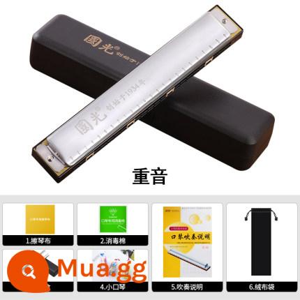 Guoguang kèn harmonica có dấu 24 lỗ nam và nữ mới bắt đầu học sinh người lớn trẻ em nhập học phím C đa âm mức độ biểu diễn chuyên nghiệp - Giọng bạc quý phái [gửi trọn bộ quà tặng sang trọng]