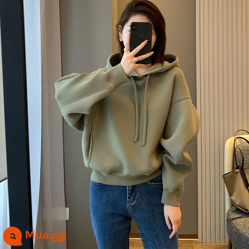 Áo Hoodie Nữ Mới 2022 Hot Phong Cách Thời Trang Phong Cách Nước Ngoài Oversize Người Nhỏ Plus Nhung Dày Top Thu Đông - Màu xanh lá cây không nhung [American retro/Hồng Kông sang trọng/phong cách lười biếng/thương hiệu thời thượng/xu hướng quốc gia hiphop/áo khoác oversize rộng rãi/thiết kế thích hợp/kiểu mỏng/kiểu nhỏ và ngắn/cao cấp lạnh lùng và siêu đẹp/sang trọng và độc đáo theo phong cách phương Tây nhóm phong cách]