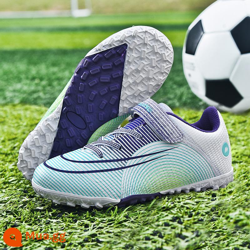 Giày bóng đá dành cho trẻ em tuổi trẻ mới của Ronaldo Messi dành cho học sinh nam và nữ Giày tập trẻ em Velcro TF bị gãy móng - 6192 móng tay gãy màu trắng và tím [mua một tặng năm]