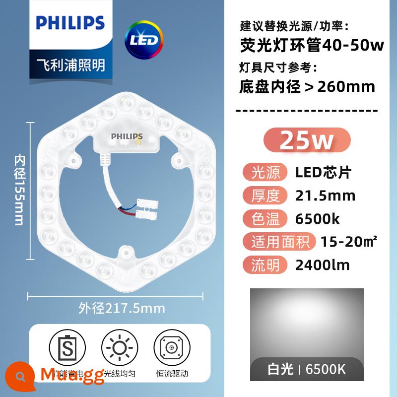 Philips Đèn Trần LED Bấc Hút Từ Vòng Lõi Thay Thế Dải Đèn Phòng Ngủ Đèn LED Bảng Đèn Đĩa Vòng Đèn Ống - [Lục giác] 25w [ánh sáng trắng nổi bật] đường kính 21,8cm