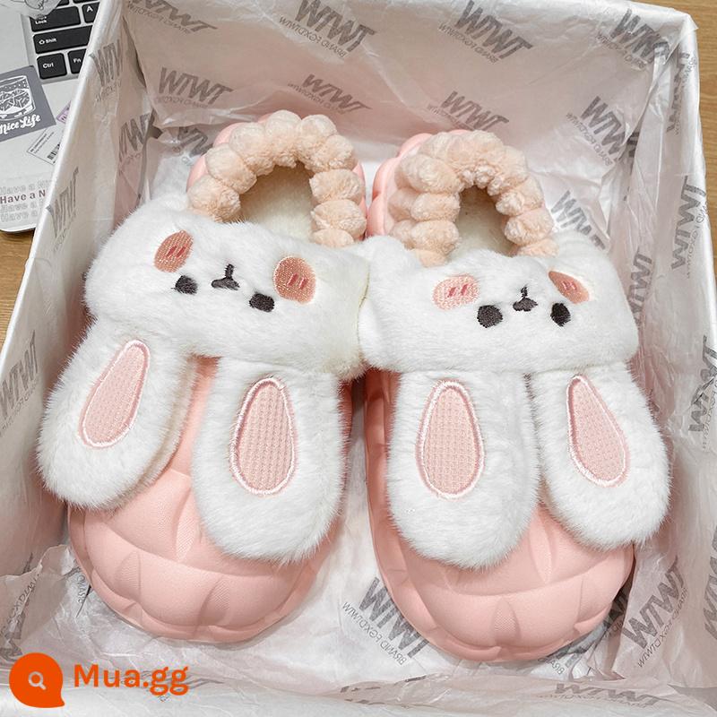 Giày Maomao Doudou dành cho nữ, thu đông 2023 phong cách mới, nhung ấm áp, phiên bản Hàn Quốc, giày đế bằng cotton đa năng, hợp thời trang - thỏ đỏ