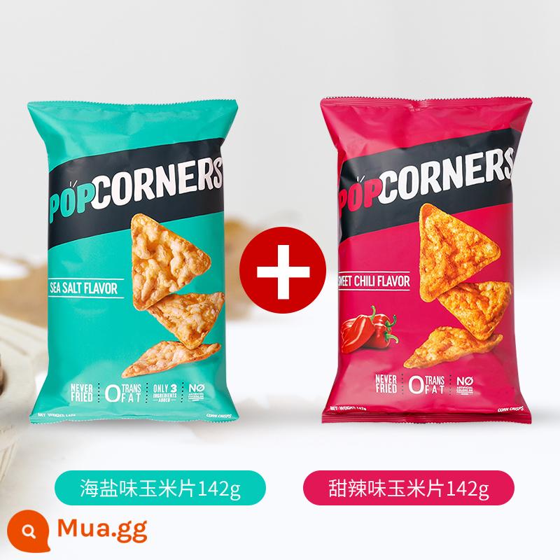 Spot~ American POPCORNERS Bắp ngô Flakes Snack khoai tây chiên giòn Puffed Snack Biscuit Food 142g - 142g muối biển + 142g cay ngọt (miễn phí kẹp niêm phong)