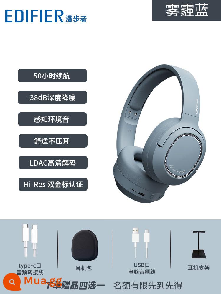 Tai nghe Bluetooth không dây Edifier Huazai FreePro chống ồn chủ động gắn trên đầu cho Huawei Xiaomi Apple - Haze Blue