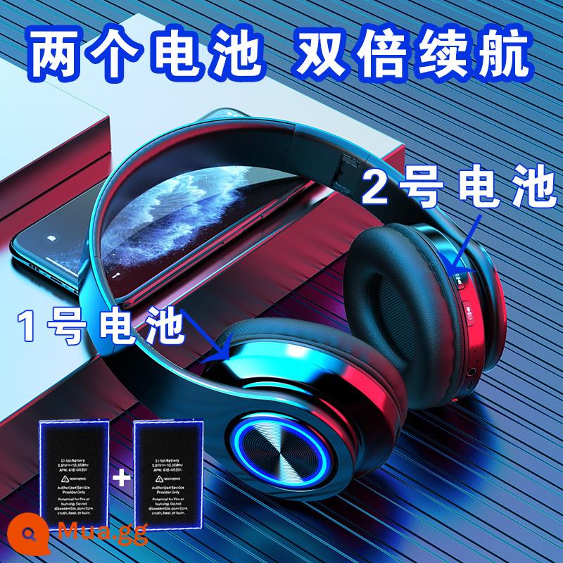 [Chính hãng] Tai nghe Bluetooth không dây gắn trên đầu dành cho nam và nữ, máy tính điện thoại di động nhỏ có dây với micrô - FF (pin kép được nâng cấp) màu đen dạ quang đầy màu sắc [thời lượng pin dài 48 giờ + màng ngăn graphene]