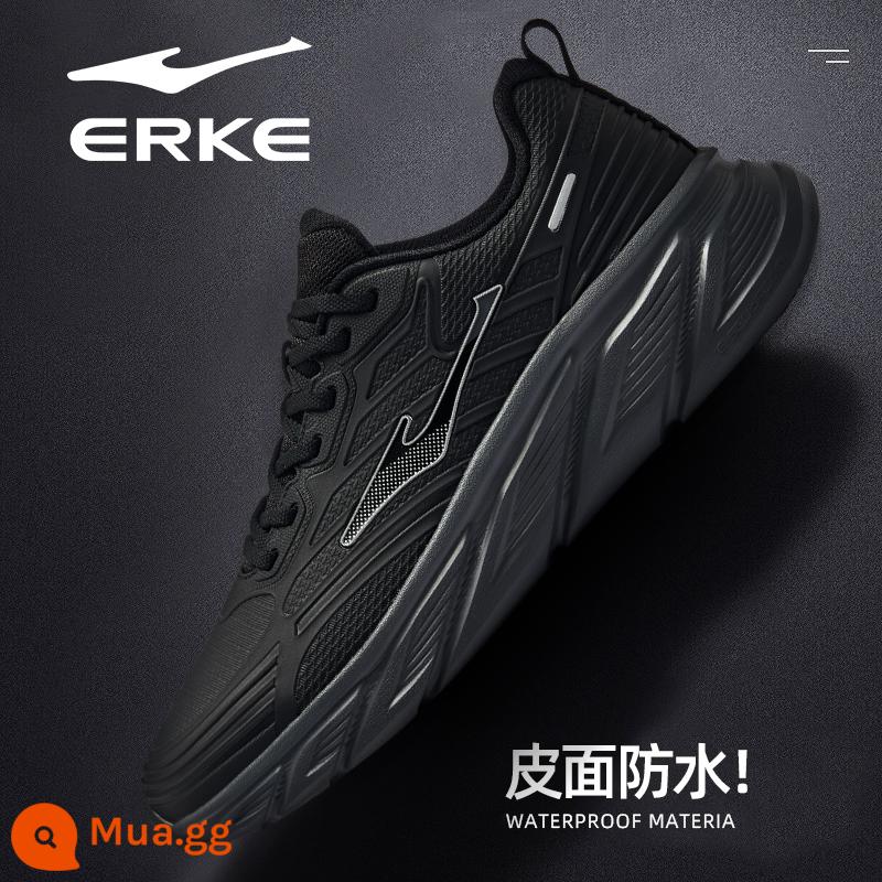 Hongxing Erke Nam Mùa Thu Đông Da Chống Thấm Nước Chạy Bộ Chính Thức Hàng Đầu Store Mùa Đông Nỉ Giày Sneakers Nam - M Da-Đen Bạc 3137