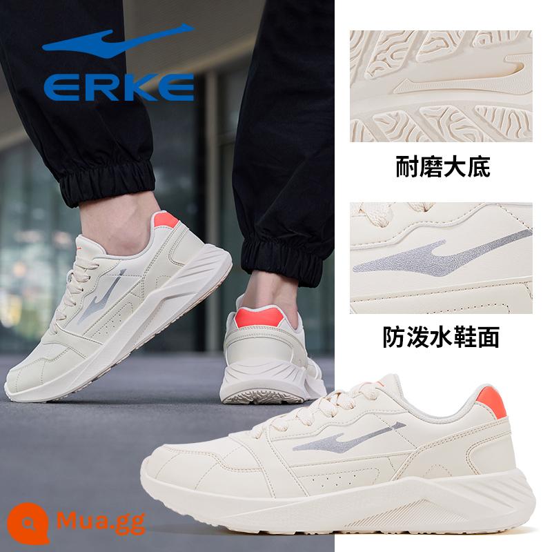 Hongxing Erke Nam Mùa Thu Đông Da Chống Thấm Nước Chạy Bộ Chính Thức Hàng Đầu Store Mùa Đông Nỉ Giày Sneakers Nam - I da bề mặt huỳnh quang trắng 3353