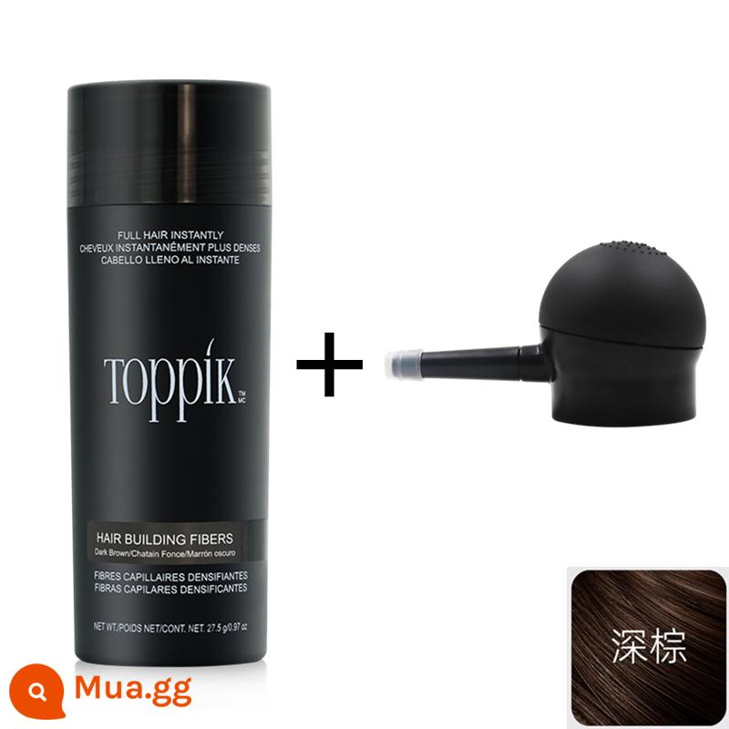 TOPPIK Mỹ top-feng tăng dày đặc bột sợi tóc chân tóc dày đặc thần tóc phát hành lại bột sợi protein dày đặc - Màu nâu sẫm 27,5g + vòi phun