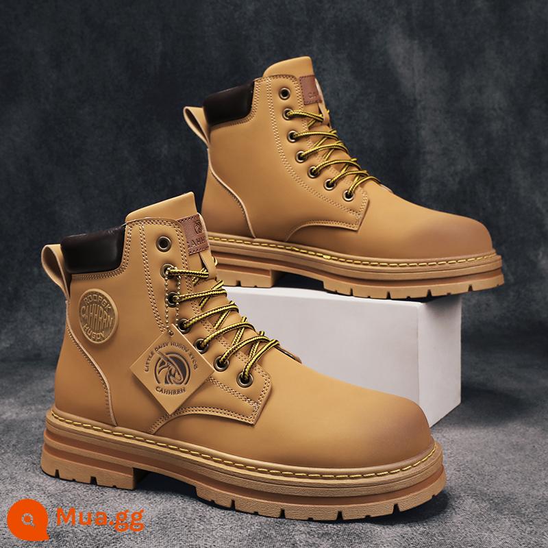 Martin Boot Male 2022 Mới Tuck Giày nam cao Plel Boots Vàng Bóng biển lớn Giày nam Công nhân Người Anh làm việc - màu vàng