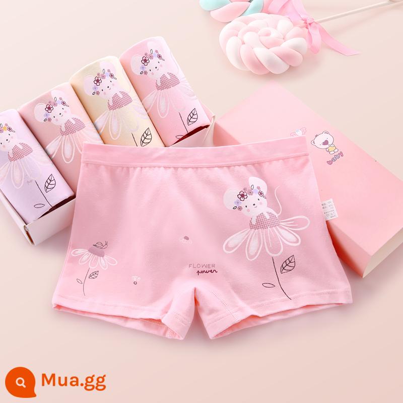 Đồ lót bé gái quần đùi 4 góc quần đùi trẻ em cotton nguyên chất mùa hè 4 góc mỏng bé gái trung niên và nhỏ 100% không kẹp pp - Cánh chuồn chuồn (4 gói) Bông chải kỹ loại A