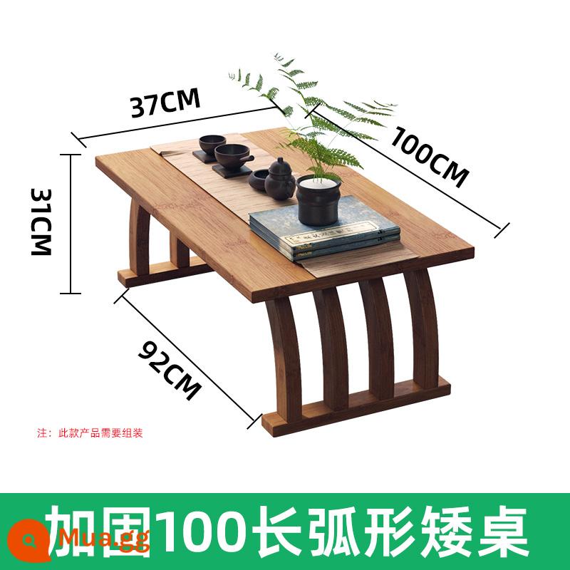 Cửa sổ lồi kiểu Nhật bàn cà phê nhỏ trải chiếu tatami đơn giản bệ cửa sổ ban công bàn trà bằng tre bàn thấp thảm và bàn ngồi trong phòng - Bàn thấp cong dài 100 được gia cố