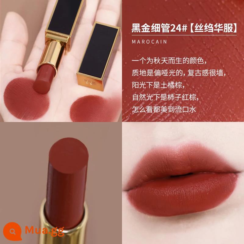 Son môi TOM FORD/TOMTF #16 Scarlett Red #100 Matte #52 Black Son môi dưỡng ẩm dạng ống mỏng - Rơm #24 Caramel Đất nung Cam Nâu