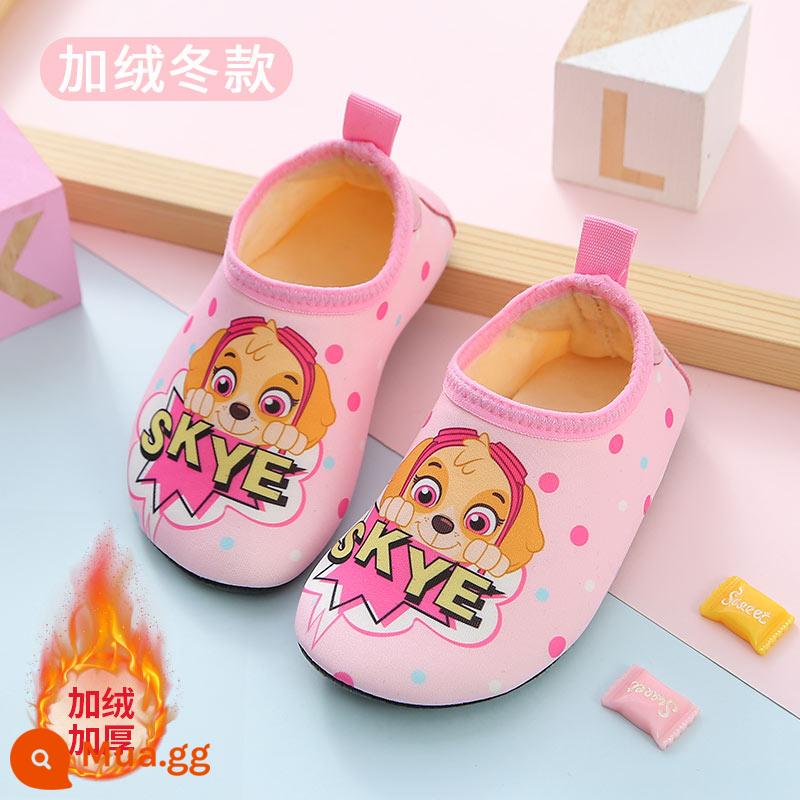 Wangwang Team Children Plus Velvet Floor SOCKS BOY BOY SOUND SHOD - Plush 1936 Paw Team Hồng Mỗi Ngày