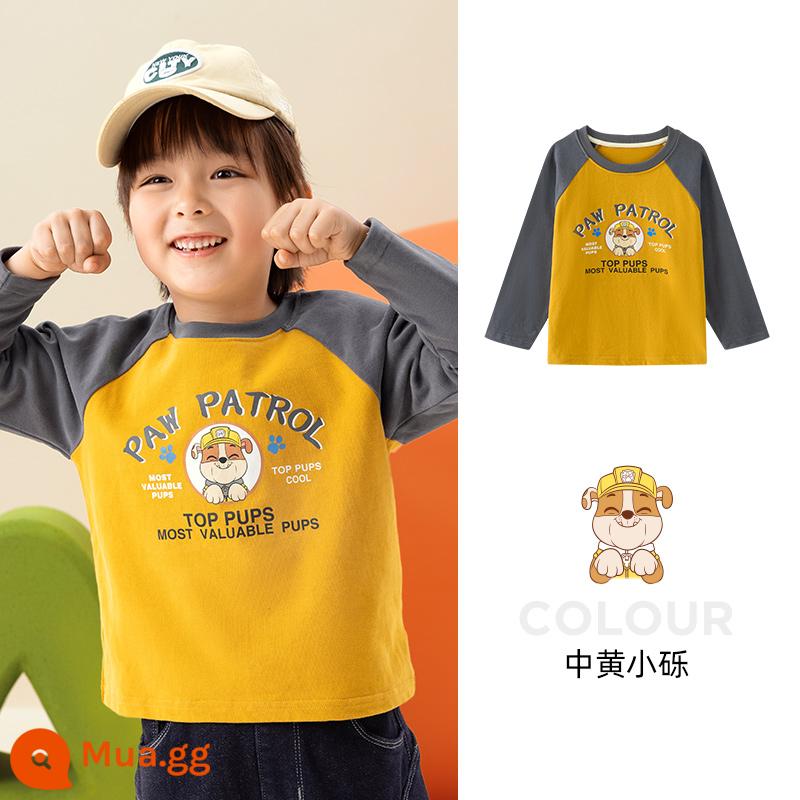 Áo thun dài tay bé trai Paw Paw Team xuân thu 2023 bé trai Áo thun cotton trẻ em bé gái đáy áo sơ mi hợp thời trang - Trung Dương 246