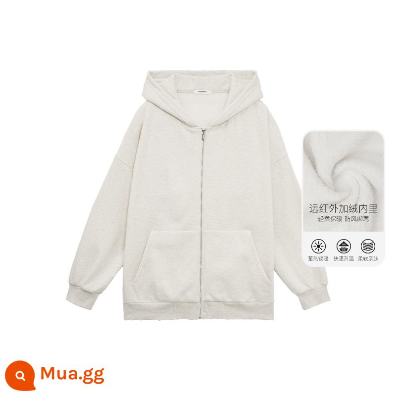 Bodydream Cặp Đôi Áo Thun Dày Dặn Áo Khoác Cardigan Cotton Thể Thao Thường Mỹ Áo Khoác Nam Triều Thương Hiệu Áo Nặng Áo Hoodie - Yến mạch nhẹ (cộng với nhung)