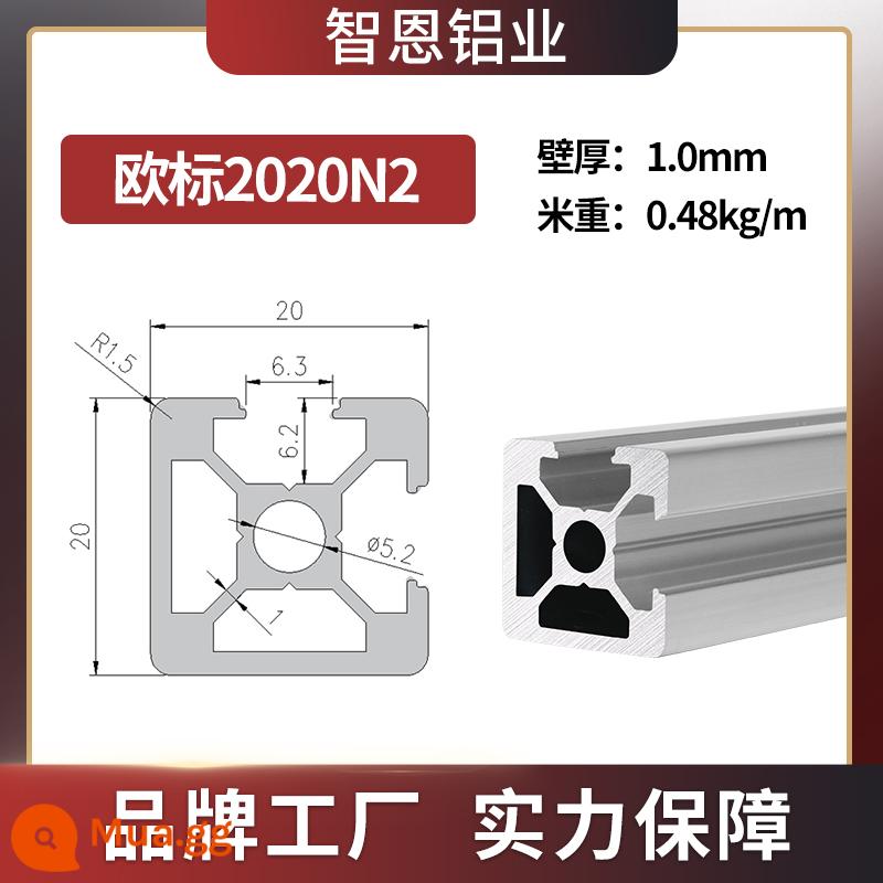 Vật liệu đùn nhôm Zhien 2020 hồ sơ hợp kim nhôm công nghiệp Tiêu chuẩn Châu Âu 2020 khung máy in 3D nhỏ thêu đổ vật liệu nhôm - Rãnh niêm phong hai mặt tiêu chuẩn Châu Âu 2020N2