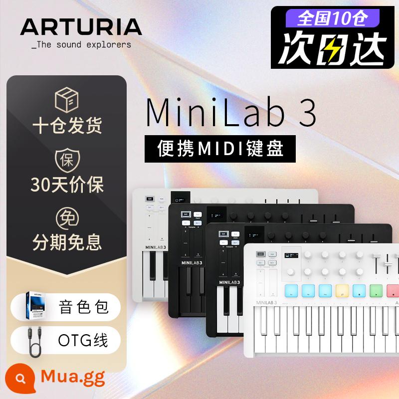 Arturia 25 phím MiniLab 3 bộ sắp xếp âm nhạc mới âm nhạc điện tử bộ điều khiển di động Bàn phím MIDI - Vận chuyển từ mười kho [MiniLab 3 mẫu mới thế hệ thứ ba, màu trắng tiêu chuẩn] + điện thoại di động, máy tính bảng, cápOTG + âm thanh chính hãng