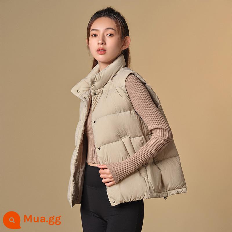 Tambor 2022 Mới Xuống Áo Vest Nữ Cổ Ngắn Đứng Cổ Đa Năng Áo Vest Áo Khoác Nhẹ - 7252 trà sữa nâu tóc mới và cũ hỗn hợp