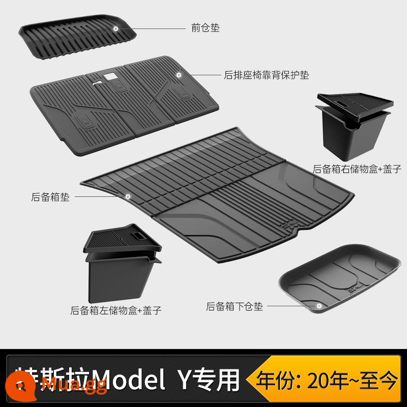 Thảm cốp xe TPE đầy đủ 3W phù hợp cho Tesla Model3 ModelY modelX S Edamame 3 thảm cốp xe - Bộ 8 món chính thức MODEL Y