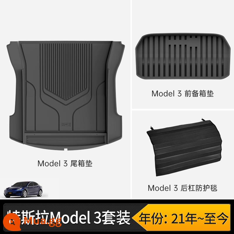 Thảm cốp xe TPE đầy đủ 3W phù hợp cho Tesla Model3 ModelY modelX S Edamame 3 thảm cốp xe - MODEL 3 Thảm cabin phía trước + Thảm cabin phía sau + Chăn bảo vệ (21-23 mẫu)