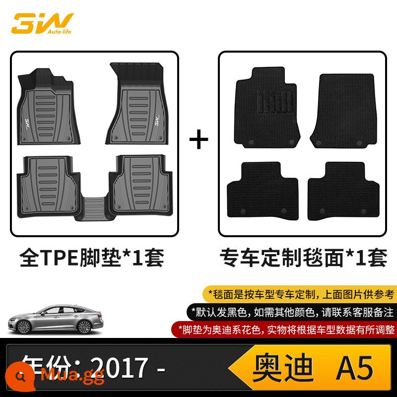 3W full TPE thích hợp cho thảm trải sàn Audi A3LA4L A6L A7L Q2L Q3Q4 Q5L Q7Q8 RS4 S3 - Thảm sàn Audi A5 + chăn dày màu đen (mẫu 17-24).