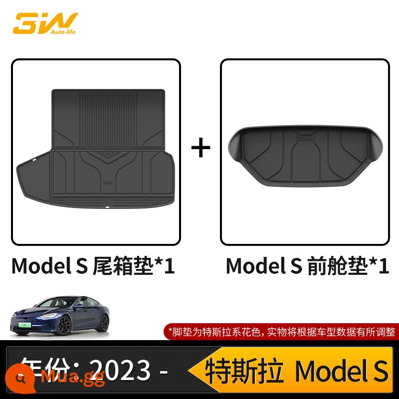 Thảm cốp xe TPE đầy đủ 3W phù hợp cho Tesla Model3 ModelY modelX S Edamame 3 thảm cốp xe - Thảm cabin phía sau + thảm cabin phía trước Model S (model 23-24)