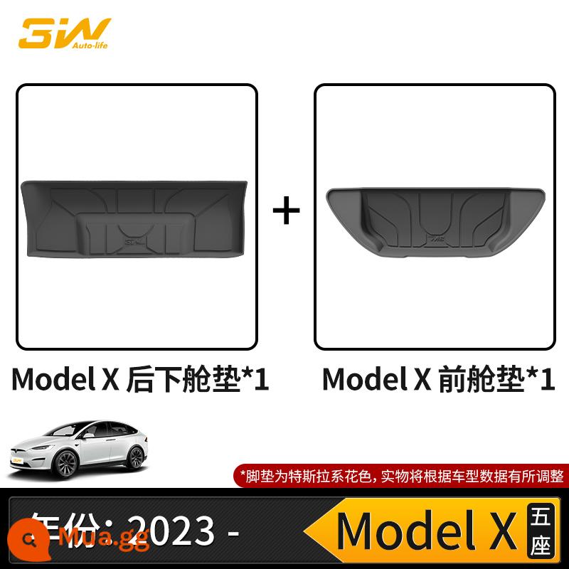 Thảm cốp xe TPE đầy đủ 3W phù hợp cho Tesla Model3 ModelY modelX S Edamame 3 thảm cốp xe - Đệm cốp dưới 5 chỗ Model X + Đệm cabin phía trước (23-24 mẫu)