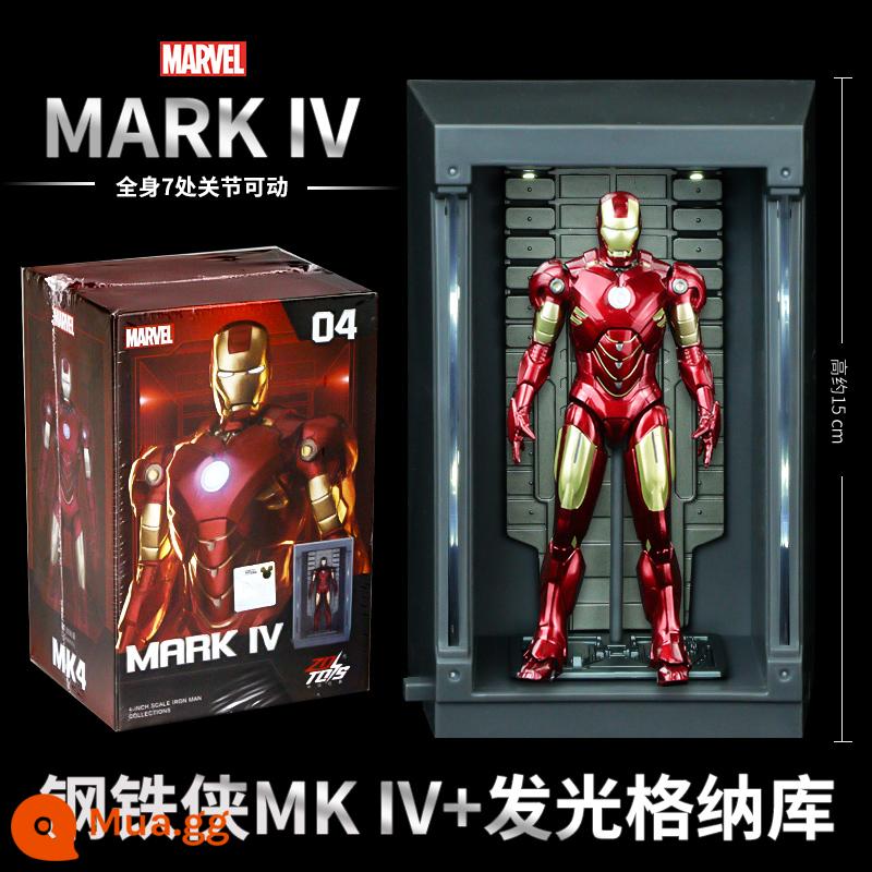 Mid -Motion Iron Man MK85 Di chuyển Puppet chính hãng Marvel Avengers Model Mô hình mô hình mô hình - [Iron Man MK4] Khoảng 10cm + Gnaku (dạ quang)