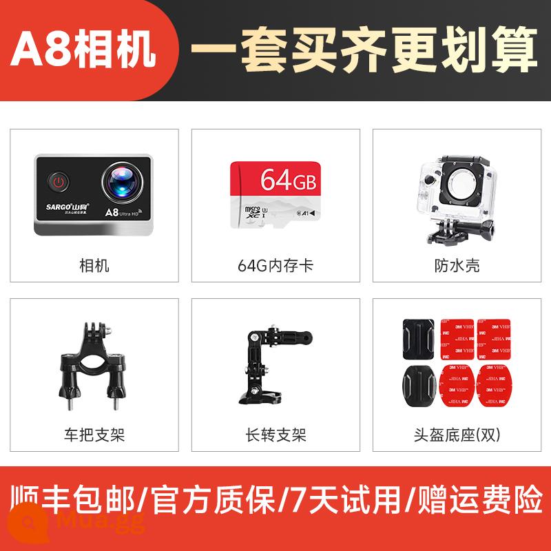 Shan Dog C4 Camera thể thao Motorcycle Motor Circuit 360 Panorama HD Camera HD - Phiên bản xe đạp A8+64G