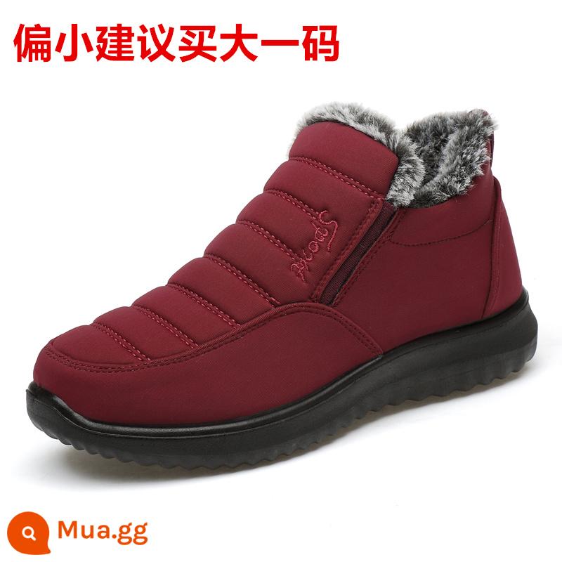 Giày vải mùa đông Bắc Kinh Giày bông nam ấm áp và Velvet Midder Midder Father Shoes - 2613 nữ màu đỏ