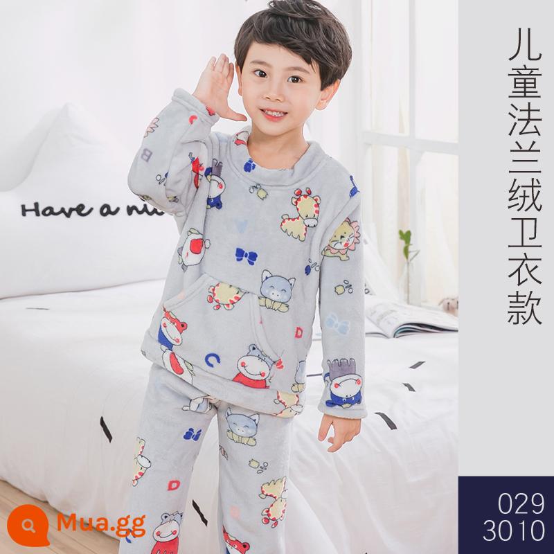 Bộ đồ ngủ trẻ em mùa thu đông flannel bé trai bé trai lớn trẻ em dày san hô nỉ bé gái nhà quần áo - Động vật 029