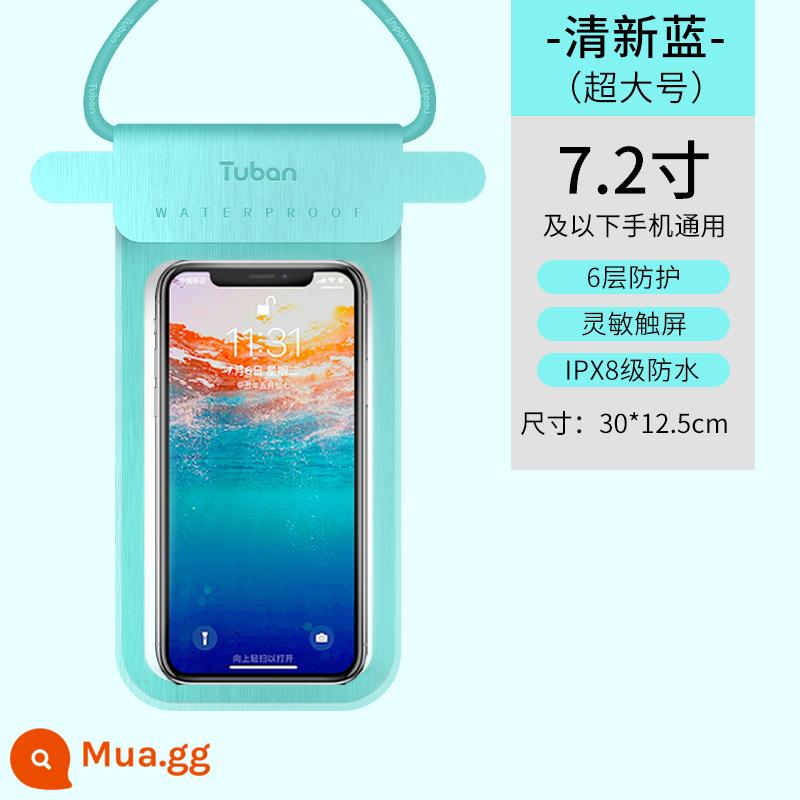Túi chống nước điện thoại di động Vỏ điện thoại di động chống nước với màn hình cảm ứng bơi giao hàng đặc biệt túi chống bụi điện thoại di động có thể sạc lại - Mẫu tai đôi - Chống nước 6 lớp được cấp bằng sáng chế cực lớn màu xanh