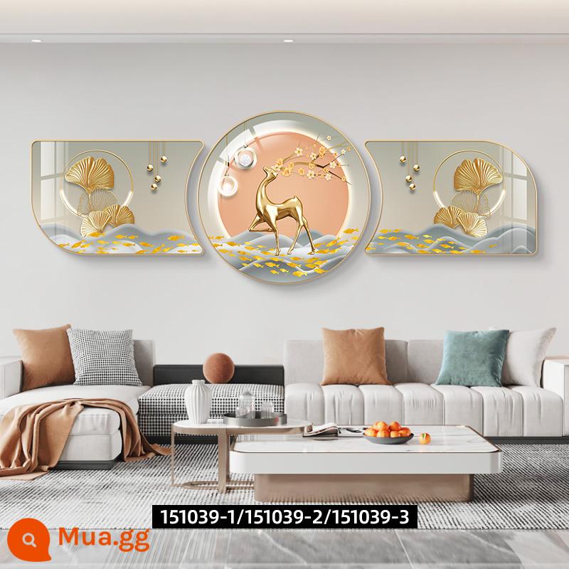 Fu word phòng khách sơn trang trí ánh sáng sofa sang trọng nền tường treo bức tranh bộ ba kết hợp bức tranh tường bức tranh phong cảnh khí quyển vẽ tranh tường - Kèn khung vàng 151039-1-2-3