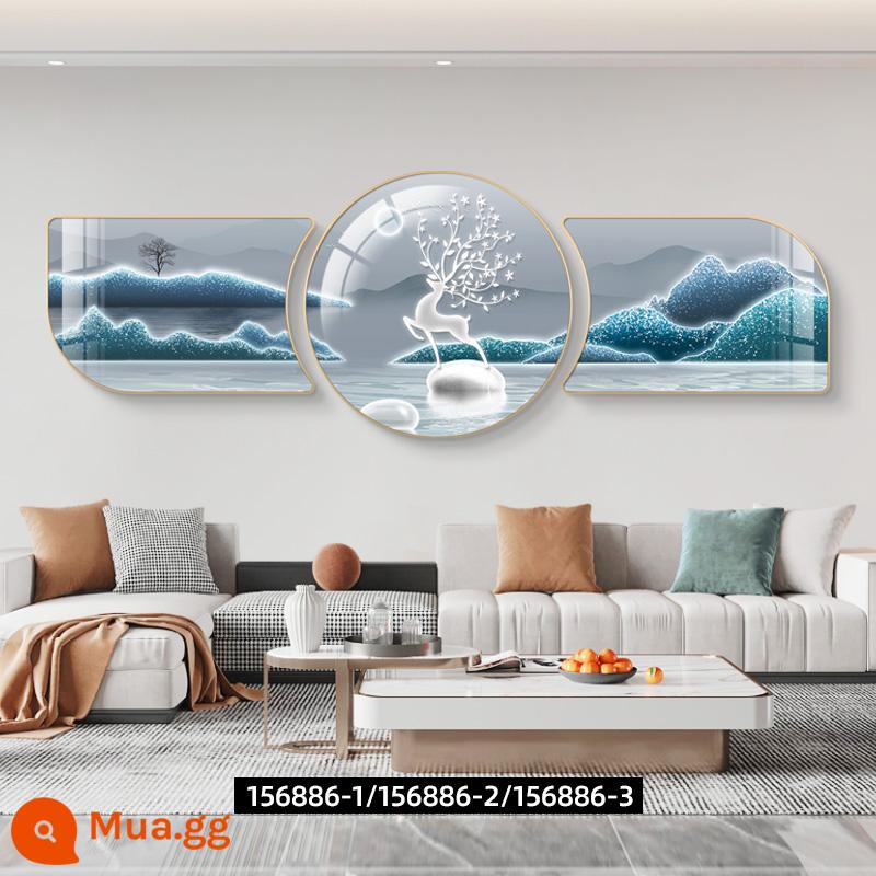 Fu word phòng khách sơn trang trí ánh sáng sofa sang trọng nền tường treo bức tranh bộ ba kết hợp bức tranh tường bức tranh phong cảnh khí quyển vẽ tranh tường - Kèn khung vàng 156886-1-2-3