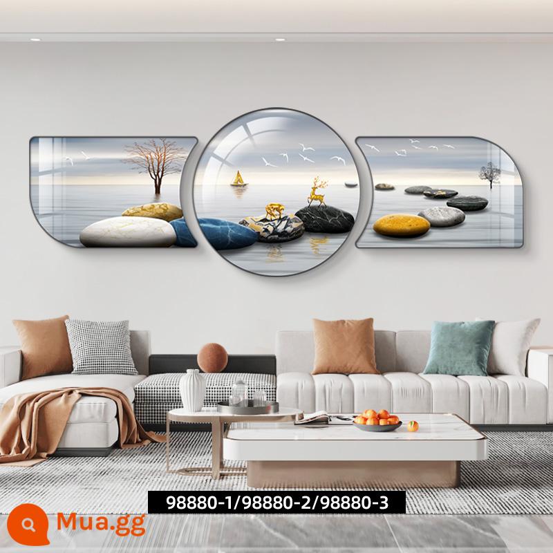 Fu word phòng khách sơn trang trí ánh sáng sofa sang trọng nền tường treo bức tranh bộ ba kết hợp bức tranh tường bức tranh phong cảnh khí quyển vẽ tranh tường - 98880-1-2-3 gọng đen kích thước nhỏ