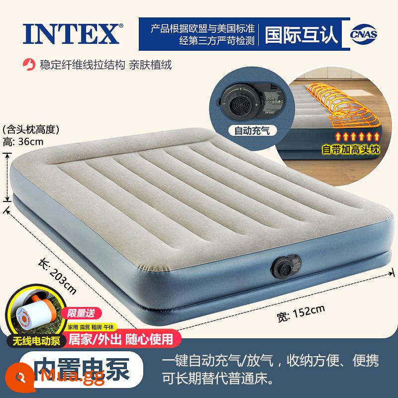 Đệm hơi INTEX sàn nhà cắm trại giường gấp bơm hơi đôi ngoài trời lều giường hơi tự động - Ưu đãi đặc biệt ✌ Kiểu kaki - rộng 152 x dài 203 x cao 36 cm - tặng kèm máy bơm điện riêng + máy bơm không dây ngoài trời miễn phí