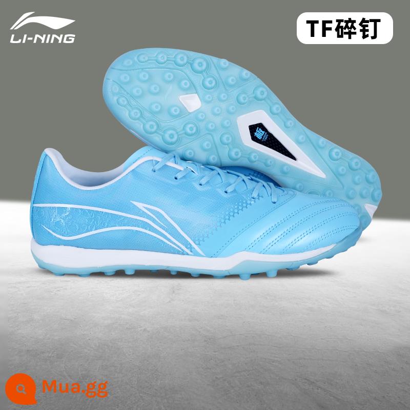 Giày đá bóng Li Ning da kangaroo chính hãng TF gãy đinh người lớn thoáng khí MG đinh cỏ người giày tập luyện thể thao đặc biệt - [TF Broken Nails] ASTS005-April Trắng Xanh (Tăng Cường Lớp Đệm Mềm Mại Cloud