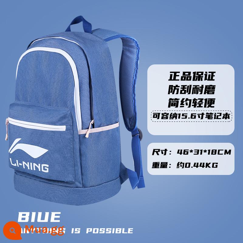 Ba Lô Li Ning Cặp Đi Học Nam Nữ Học Sinh Trung Học Cơ Sở Thể Thao Bóng Rổ Ngoài Trời Dung Tích Lớn Nhẹ Túi Máy Tính Ba Lô - Logo lớn màu xanh nhạt-25L [dây đeo vai dày]