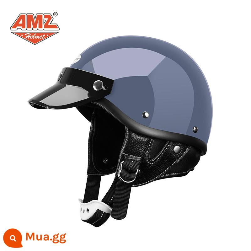 AMZ Nhật Bản Retro Xe Máy Nữ Mũ Bảo Hiểm Nhỏ Harley Sợi Thủy Tinh Xe Máy Mũ Bảo Hiểm Nửa Xe Điện Nam Muỗng Mũ Bảo Hiểm - Xi măng xám (thân mũ bảo hiểm nhỏ non-3C SF Express miễn phí vận chuyển)