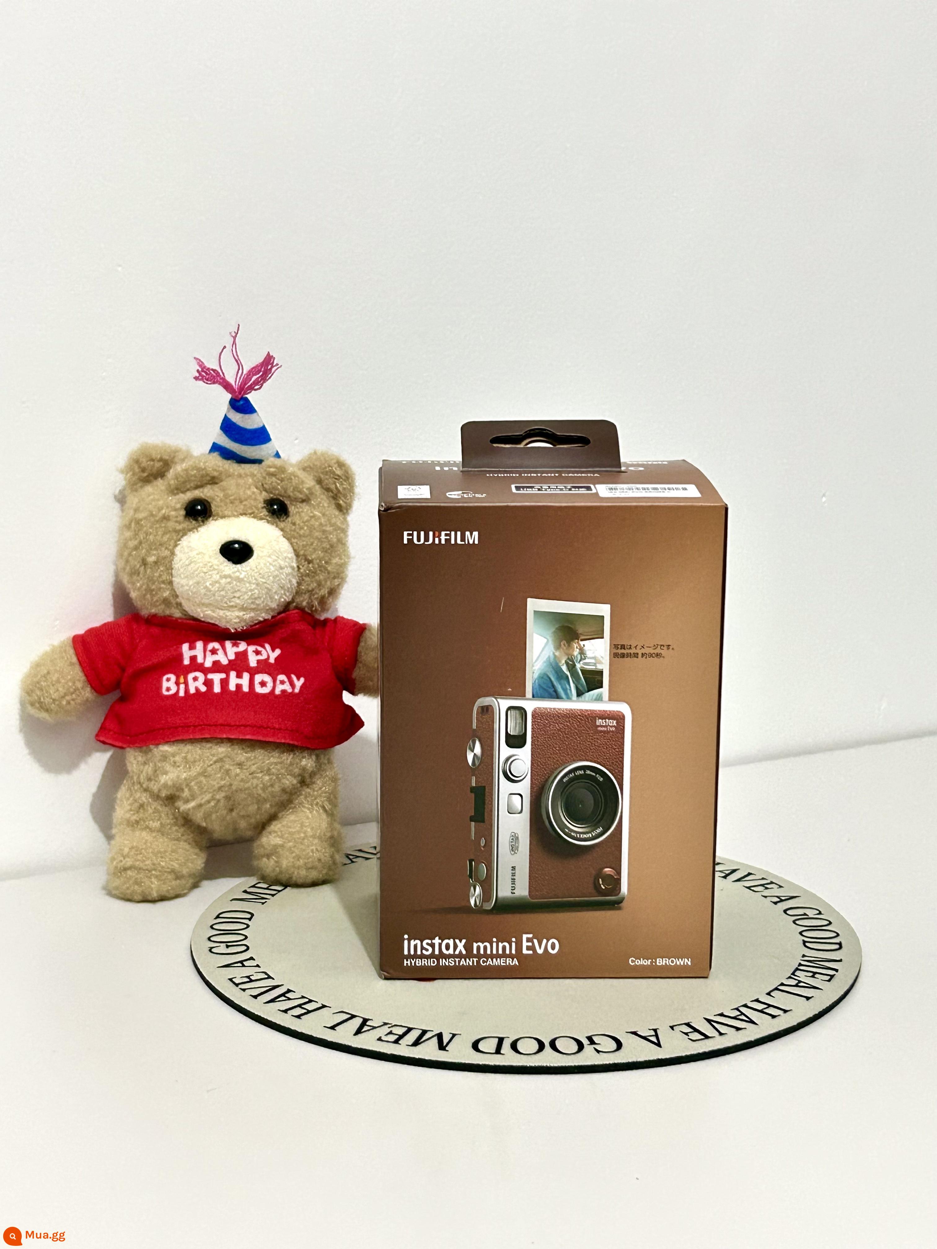 Máy ảnh mini lấy liền Fuji instax mini Evo kỹ thuật số analog chụp ảnh một lần phiên bản nước ngoài Quà tặng năm mới - Màu nâu (điểm SF loại-c)