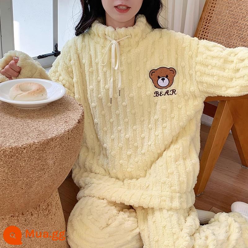 Coral Velvet Pyjamas Nữ Autumn and Winter Internet nổi tiếng Starfish Nữ Plus Velvet Dass Set Flange Spring Mùa thu Dịch vụ gia đình - 522 đầu gấu