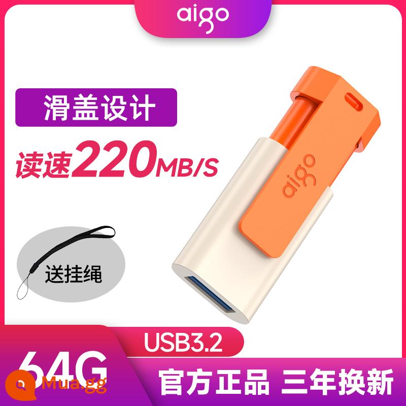 Yêu Nước Ổ Đĩa U 64G Tốc Độ Cao 3.0USB Bút Tùy Chỉnh 128G Dung Lượng Lớn Máy Tính Chuyên Chính Thức hàng Đầu Store Xác Thực - Loại kéo đẩy màu cam U332-64G