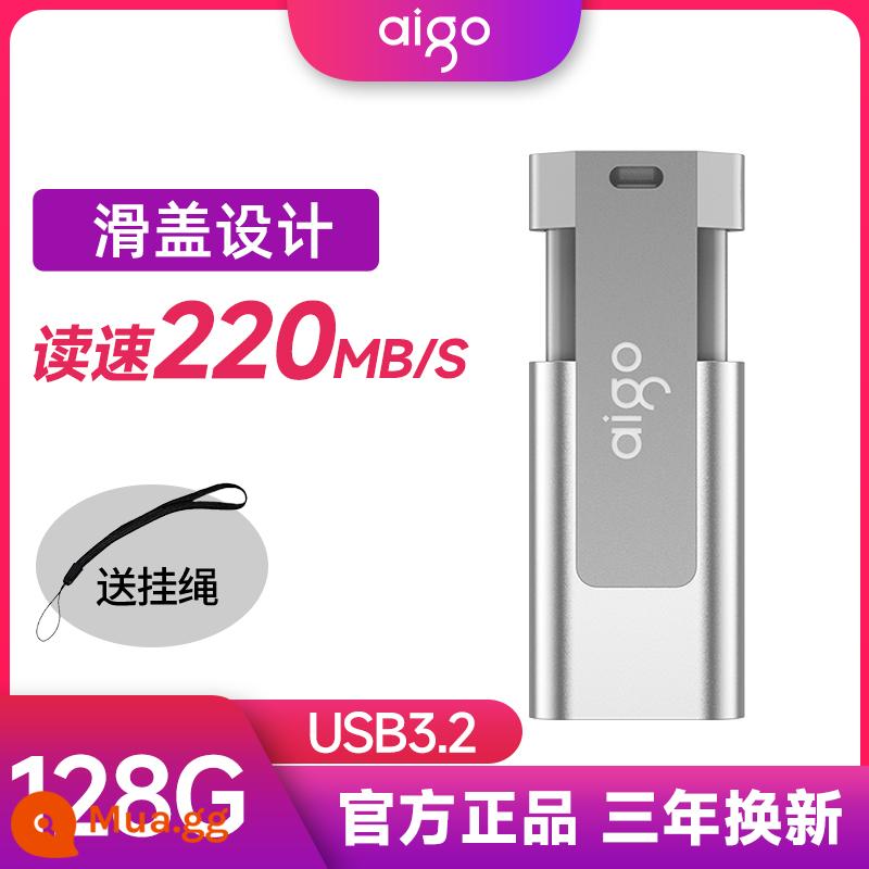 Yêu Nước Ổ Đĩa U 32G Tốc Độ Cao Ô Tô Ổ Đĩa U 64G Dung Lượng Lớn Máy Tính Đèn LED Cổng USB tùy Chỉnh Chính Thức Flag Store Xác Thực 8G - Ổ USB flash tốc độ cao U332-128G màu bạc