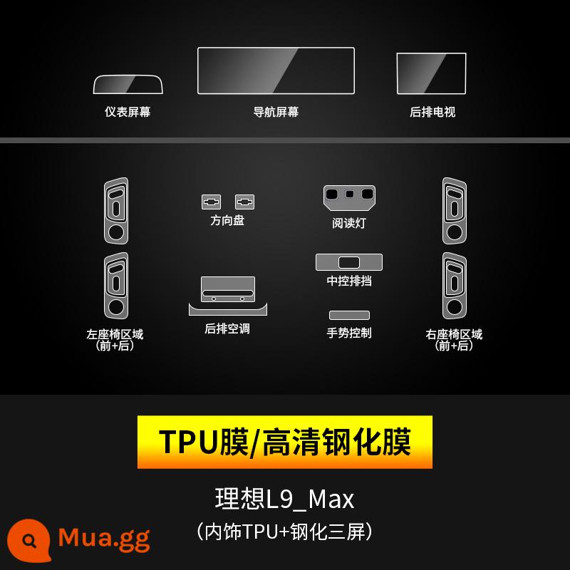 Màn hình điều khiển trung tâm lý tưởng L9 phim cường lực L8 dụng cụ điều hướng dải phim chống va chạm nội thất L7 màn hình trang trí sửa đổi xe hơi - L9 lý tưởng [TPU nội thất đầy đủ + màn hình cường lực độ phân giải cao ba màn hình]