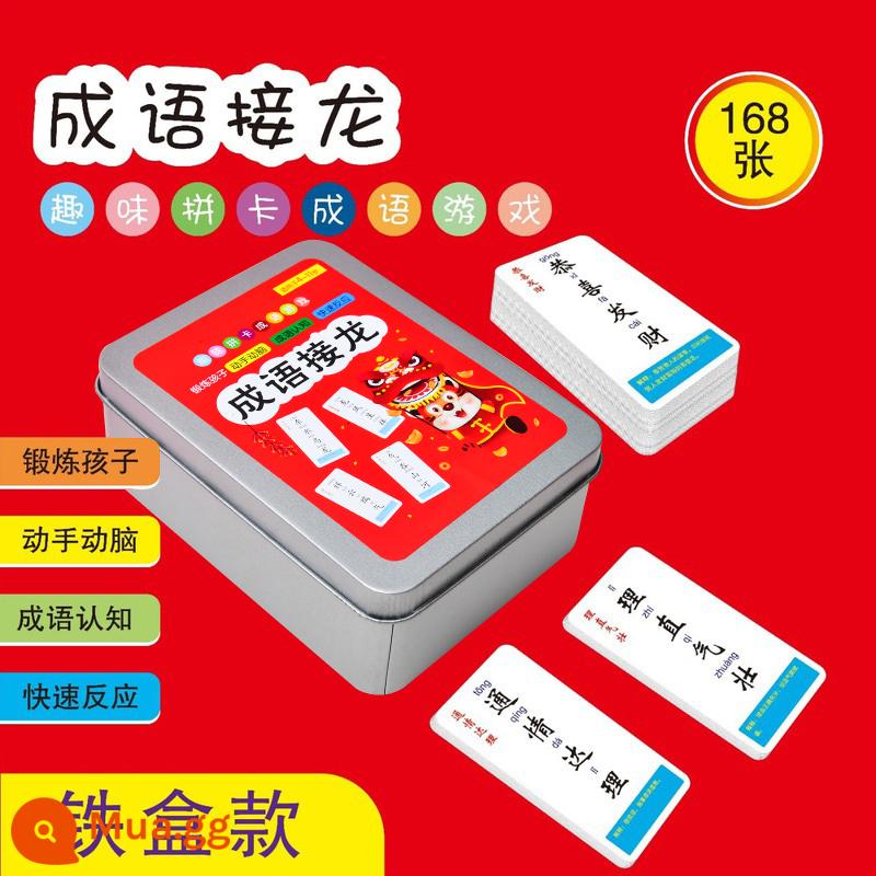 Crazy Matching Cards Puzzle Cards Đồ chơi rèn luyện tư duy logic cho trẻ em Trò chơi gia đình Trò chơi bảng tương tác giữa cha mẹ và con cái - Idiom Solitaire 168 hình trong hộp sắt